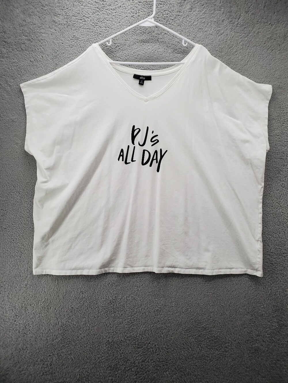 Ellos PJ's All Day T Shirt Womens 5X V Neck White